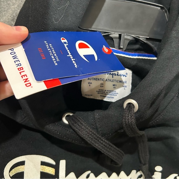 NWT Women’s Champion Black Gold Sweatshirt Hoodie Size Small - Picture 8 of 10